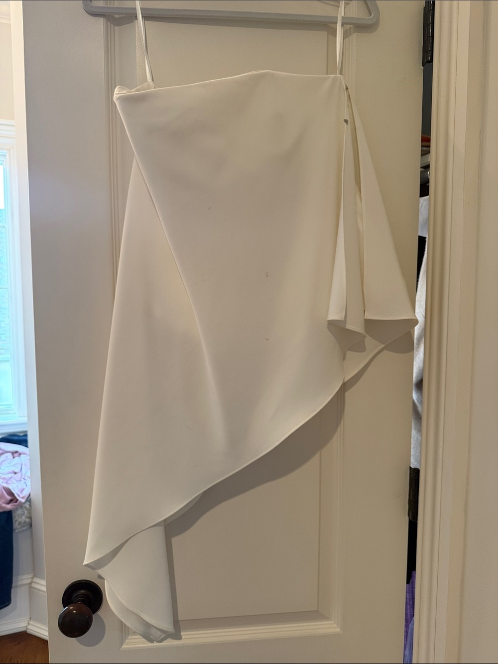 White Asymmetric Draped Midi Skirt